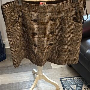 Anne Klein Checkered Mini Skirt in Brown and Black